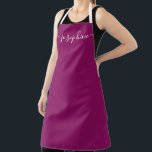 Dark Pink Simple Chic Elegant script Name Apron<br><div class="desc">Make her feel extra special and stylish in the kitchen or garden with our Dark Pink Simple Chic Elegant Script Name Apron. This personalised apron is a perfect gift to inspire and encourage her talents in baking, cooking, or tending to her plants. Designed with simplicity and elegance in mind, this...</div>