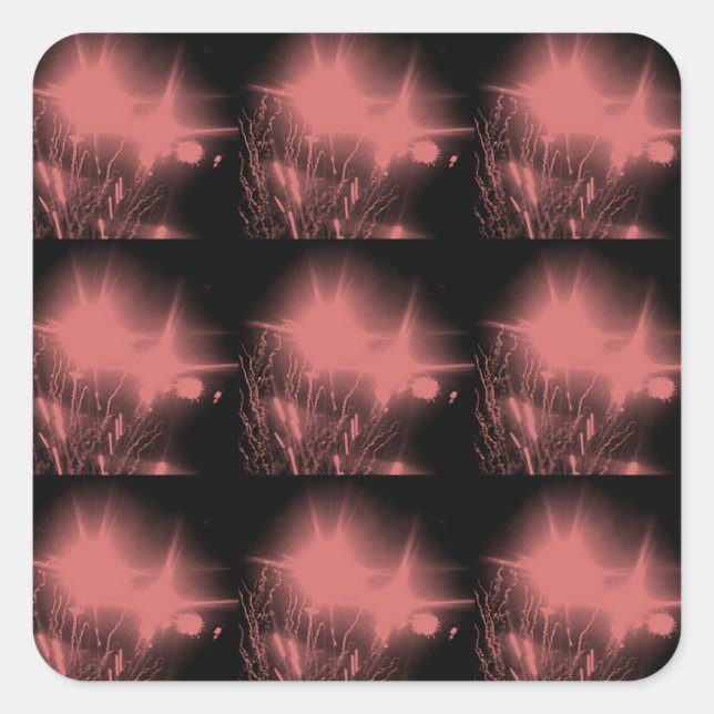 Dark Pink Sparks fireworks square sticker (Front)