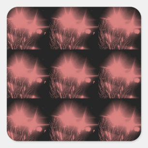Dark Pink Sparks fireworks square sticker