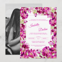 Dark pink stock floral frame watercolor wedding