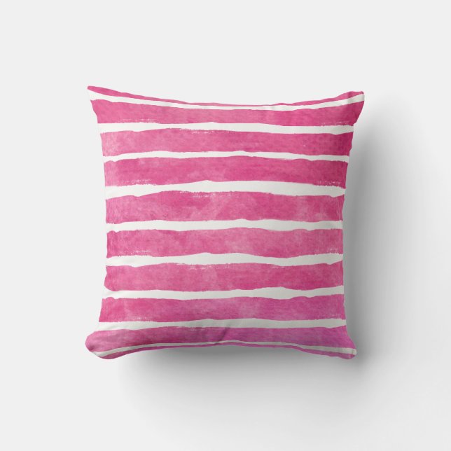 Dark Pink Striped Watercolor - All Fabricks S Cushion (Front)