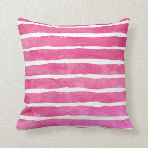 Dark Pink Striped Watercolor - All Fabricks S Cushion