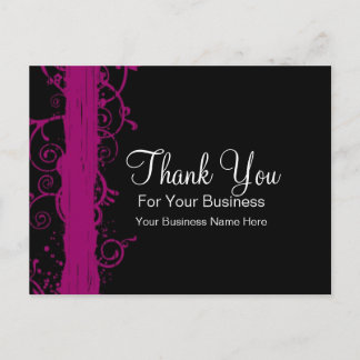 Dark Pink Swirls :: Business Postcard Template