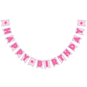 DARK PINK TEXT & LIGHT PINK COLOR ☆HAPPY BIRTHDAY☆ BUNTING