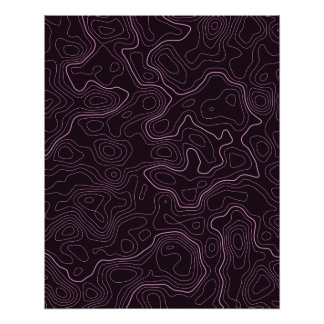 Dark Pink Topographical Map Wall Poster