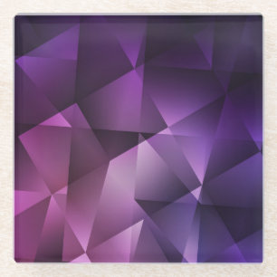 Dark Pink Vintage Polygonal Shimmer Glass Coaster