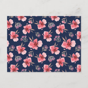 Dark Pink Watercolor Pattern Holiday Postcard