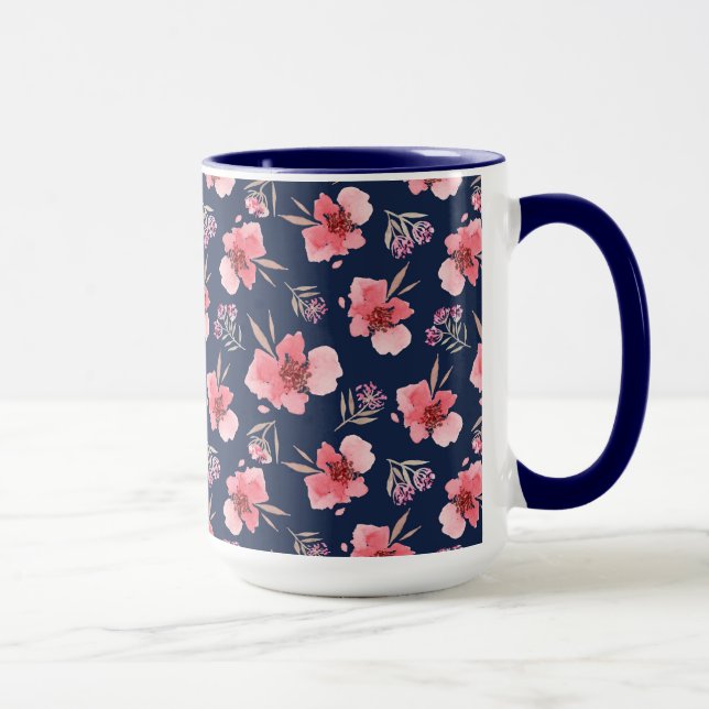 Dark Pink Watercolor Pattern Mug (Right)