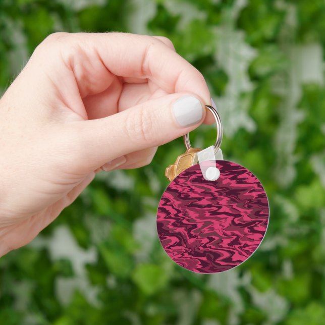 Dark Pink Wavy Liquid Pattern Key Ring (Hand)