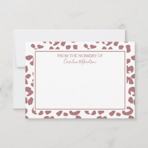 Dark Pink White Personalised Leopard Print Thank You Card