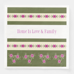 Dark Pink With Olive Green Napkin