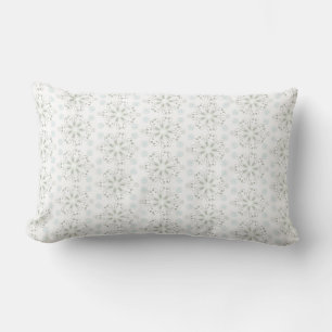 Dark Pistachio and Ice Blue Flowers Lumbar Cushion