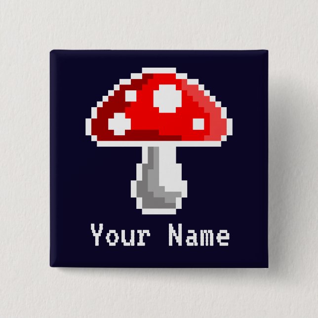 Dark Pixel Mushroom Name Button (Front)