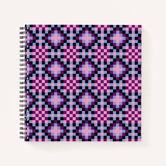 Dark Pixel Pattern Notebook (Front)