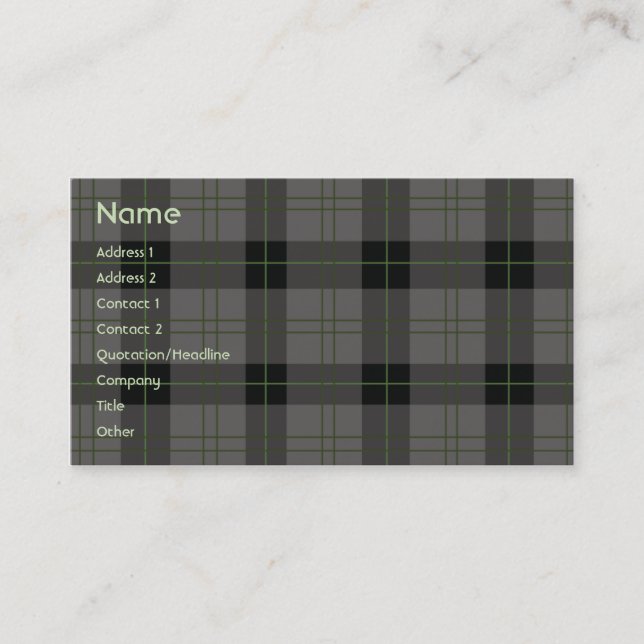 Dark Plaid - Business Card (Front)