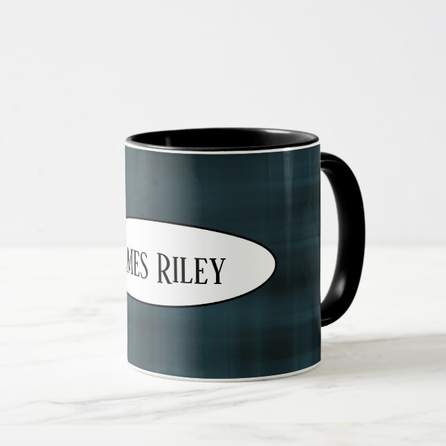 dark plaid pattern with name mug (Front Right)