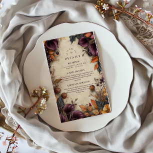 Dark Plum Autumn Floral Wedding Enclosure Card