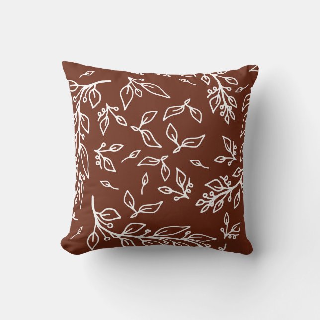 Dark Plum Brown Floral Cushion (Front)