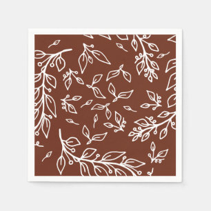 Dark Plum Brown Floral Napkin