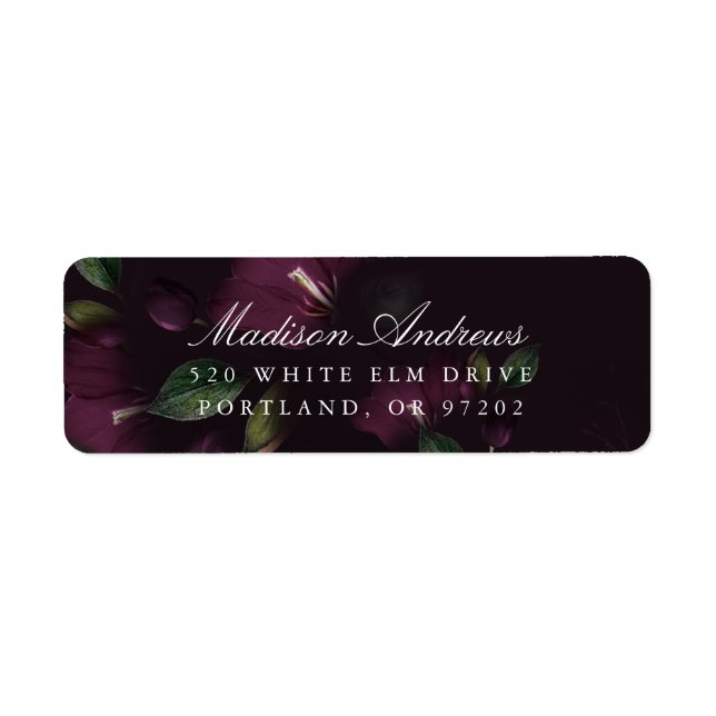 Dark Plum Floral | Personalised Return Address Label (Front)