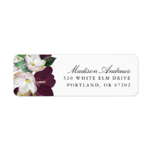 Dark Plum Floral   Personalised Return Address Label