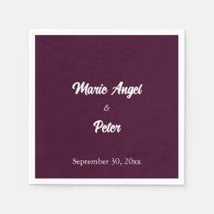 Dark Plum Minimalist Wedding Cocktail Napkin