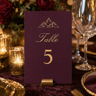 Dark Plum Mountain| Gold Table Number
