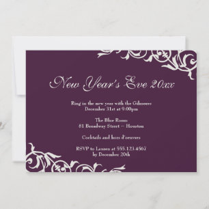 Dark plum ornate borders festive party celebration invitation