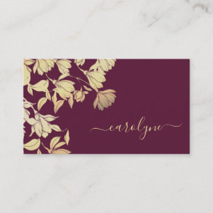 Dark Plum Purple Pretty Floral Flowers Elegant Business Card