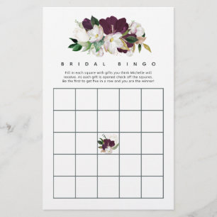 Dark Plum Velvet and White Spring Bridal Bingo