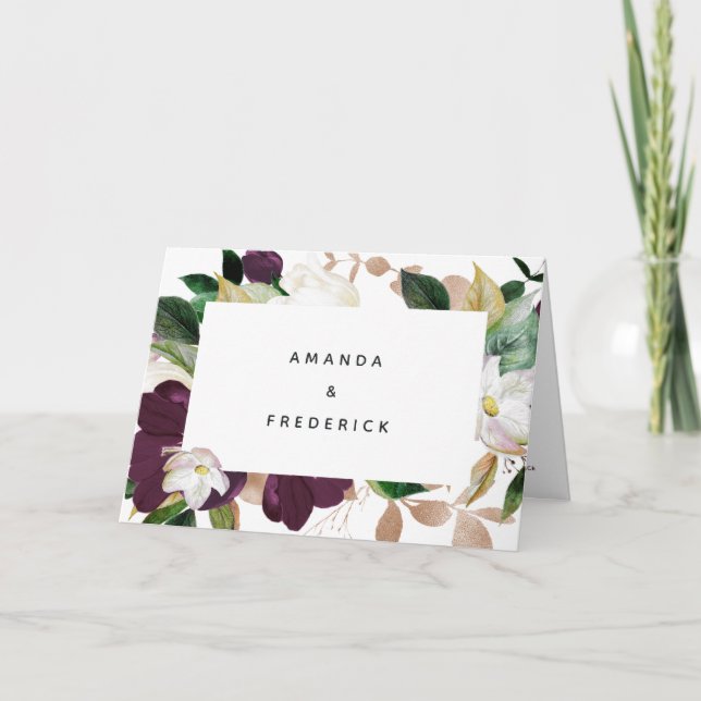 Dark Plum Velvet and White Spring Floral Wedding Program (Front)