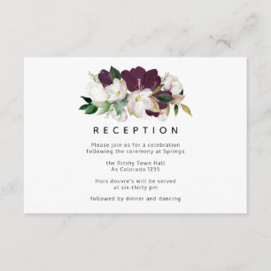 Dark Plum Velvet and White Wedding Reception Enclosure Card