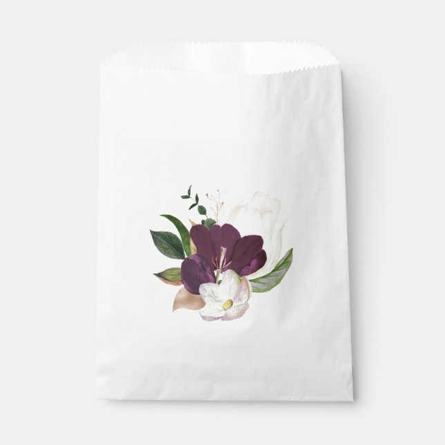 Dark Plum Velvet Floral Favour Bag (Front)