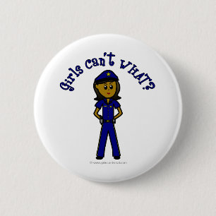 Dark Police Officer Girl 6 Cm Round Badge