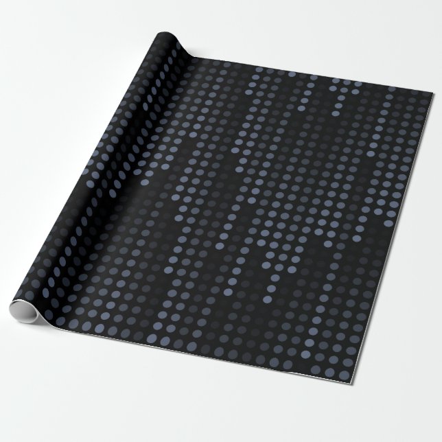 Dark Polka Dots Matrix patterned Wrapping Paper (Unrolled)