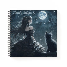 Dark Princess and Cat Spiral Notebook
