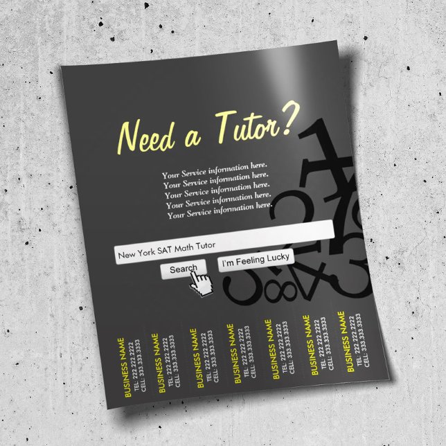 Dark Professional Search Bar Math Tutor Flyers (Creator Uploaded)