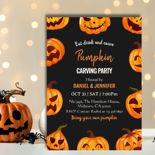 Dark Pumpkin carving party halloween Jack OLantern Invitation