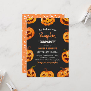 Dark Pumpkin carving party halloween Jack OLantern Invitation