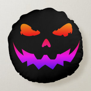 Dark Pumpkin Glow Round Cushion