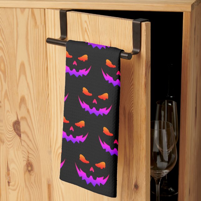 Dark Pumpkin Glow Tea Towel (Thirds Fold)