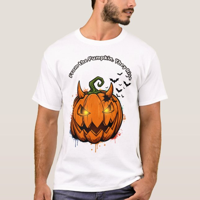 Dark pumpkin graphic tee for Halloween (Front)
