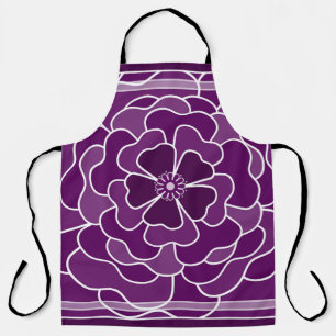 Dark purple abstract flower pattern apron