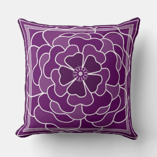 Dark purple abstract flower pattern cushion