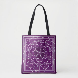 Dark purple abstract flower pattern tote bag