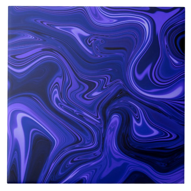 Dark Purple Abstract Fluid Ceramic Tile (Front)