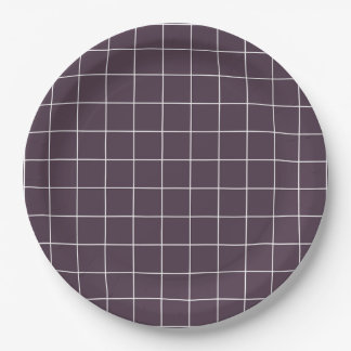 Dark purple aesthetic background grid pattern paper plate