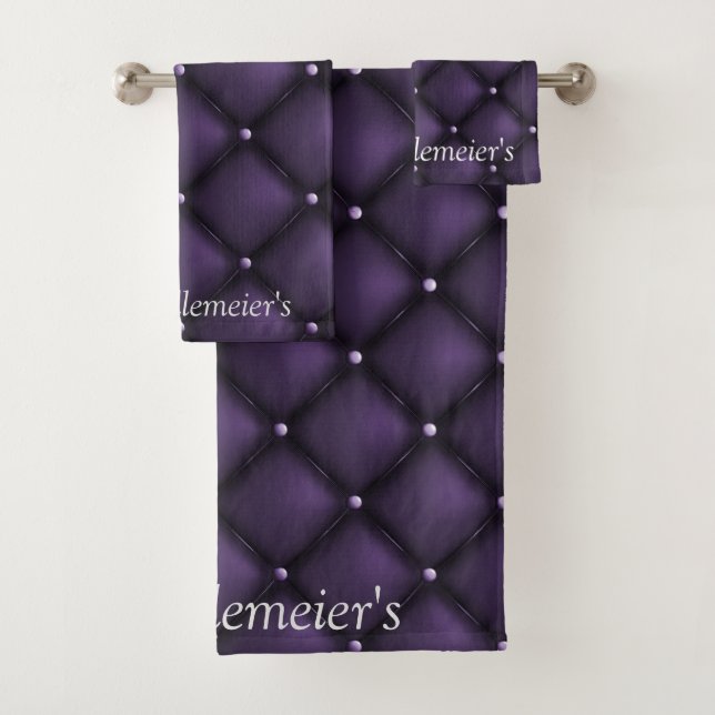 Dark Purple and Black Diamond Elegance  Bath Towel Set (Insitu)