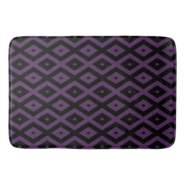 Dark purple and black diamond pattern bath mat (Front)
