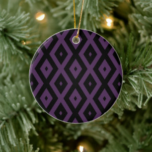 Dark purple and black diamond pattern ceramic ornament